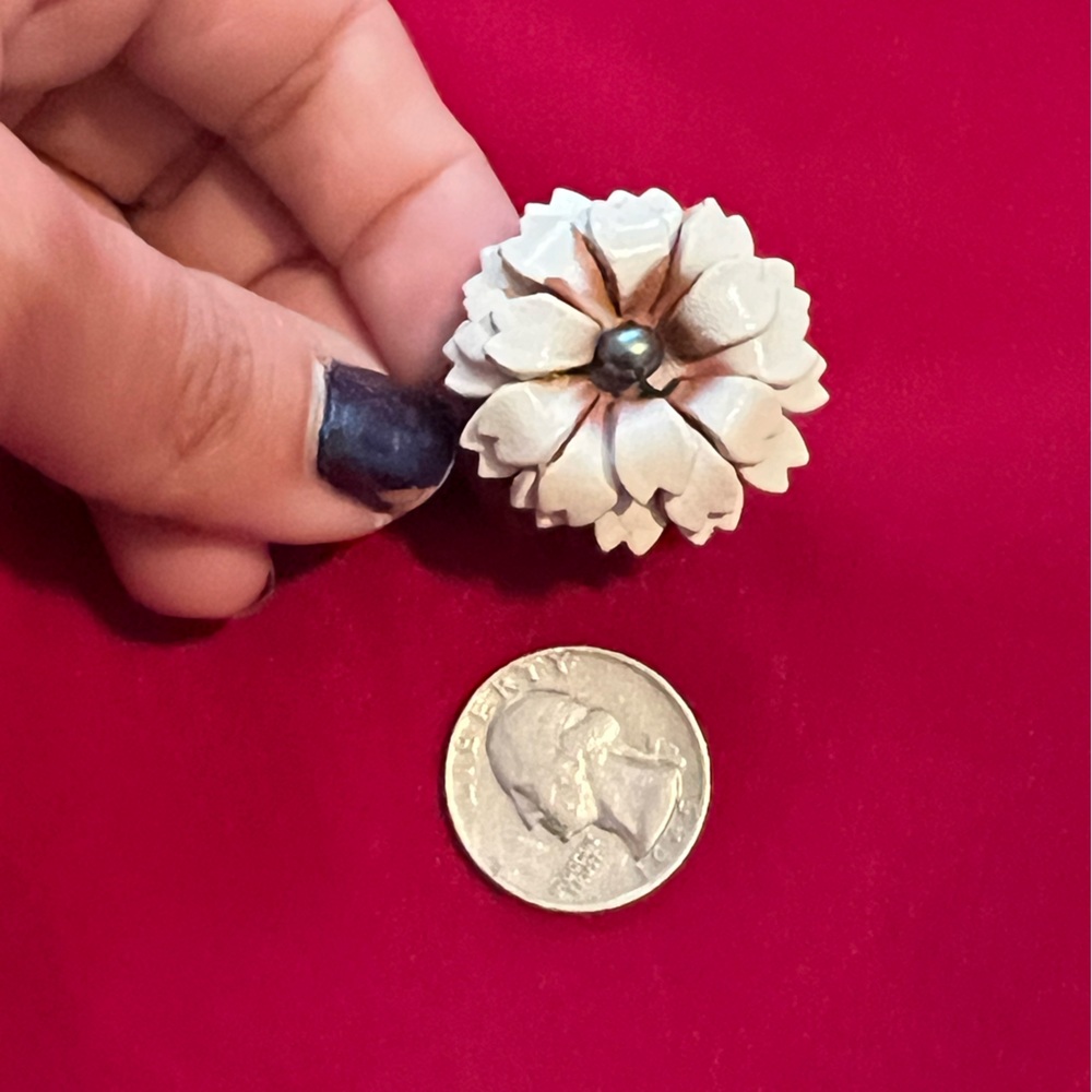 Large leather flower ring, handmade